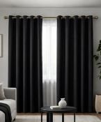 125 PCS THERMAL INSULATED BLACKOUT PAIR OF EYELET CURTAINS 90X54" - OCHRE / BLACK