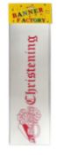 100 X BABY CHRISTENING BANNER WHITE & PINK