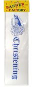 100 X BABY CHRISTENING BANNER WHITE & BLUE