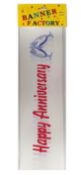 100 X HAPPY ANNIVERSARY WHITE & RED BANNER