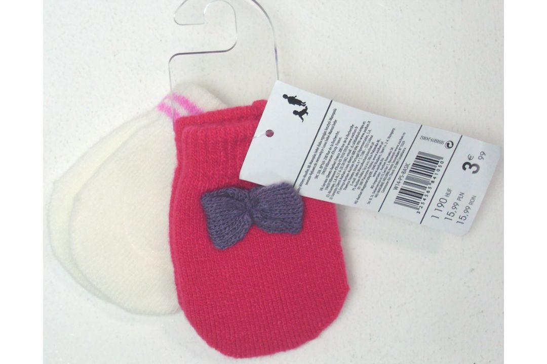 192 X 2PK BABY MITTENS-RED & WHITE-50505819