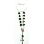 120 X ROSARY BRACELET BEADS SAINTS BLACK