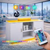 MODERN WHITE COFFEE STAND SIDEBOARD WITH LED LIGHTING | BAR CABINET | STORAGE UNIT