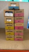 LARGE LOT OF BRAND NEW ASSORTED GENUINE SHARP MX-C38 TONER CARTRIDGES (BLACK, CYAN, MAGENTA, YELLOW)