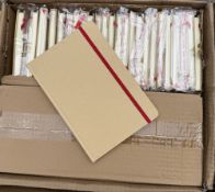 BOX OF 50 A5 HARDBACK NOTEBOOKS WITH RED ELASTIC CLOSURE