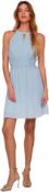 VILA WOMEN'S VIMILINA HALTER NECK MAXI DRESS/SU-NOOS, KENTUCKY BLUE DETAIL: ELASTIC, 8 EU34