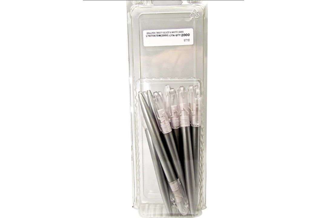 2000 X BALLPEN TWISTY SILVER & WHITE