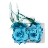 12 X TURQUOISE BLUE FLOWER HAIR CLIP