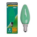 500 X SYLVANIA-CANDLE BULB 40W E14 GREEN