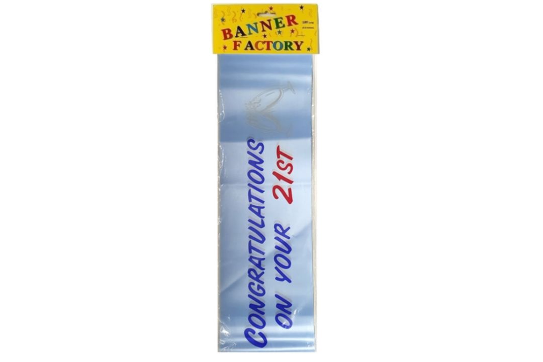 100 X CONGRATULATIONS ON YOUR 21TH BLUE BANNER