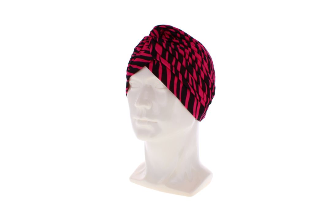 24 X PINK & BLACK STRIPED TURBAN