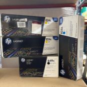 LOT OF BRAND NEW HP TONER: 2X 824A (YELLOW), 1X 824A (CYAN) & 1X 649X (BLACK DUAL PACK)