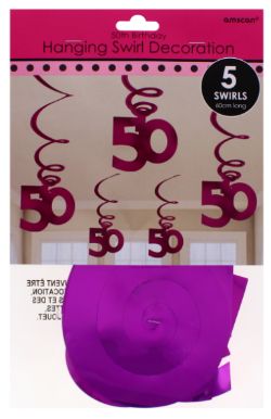 96 X 50TH B-DAY-HANGGING SWIRL PINK