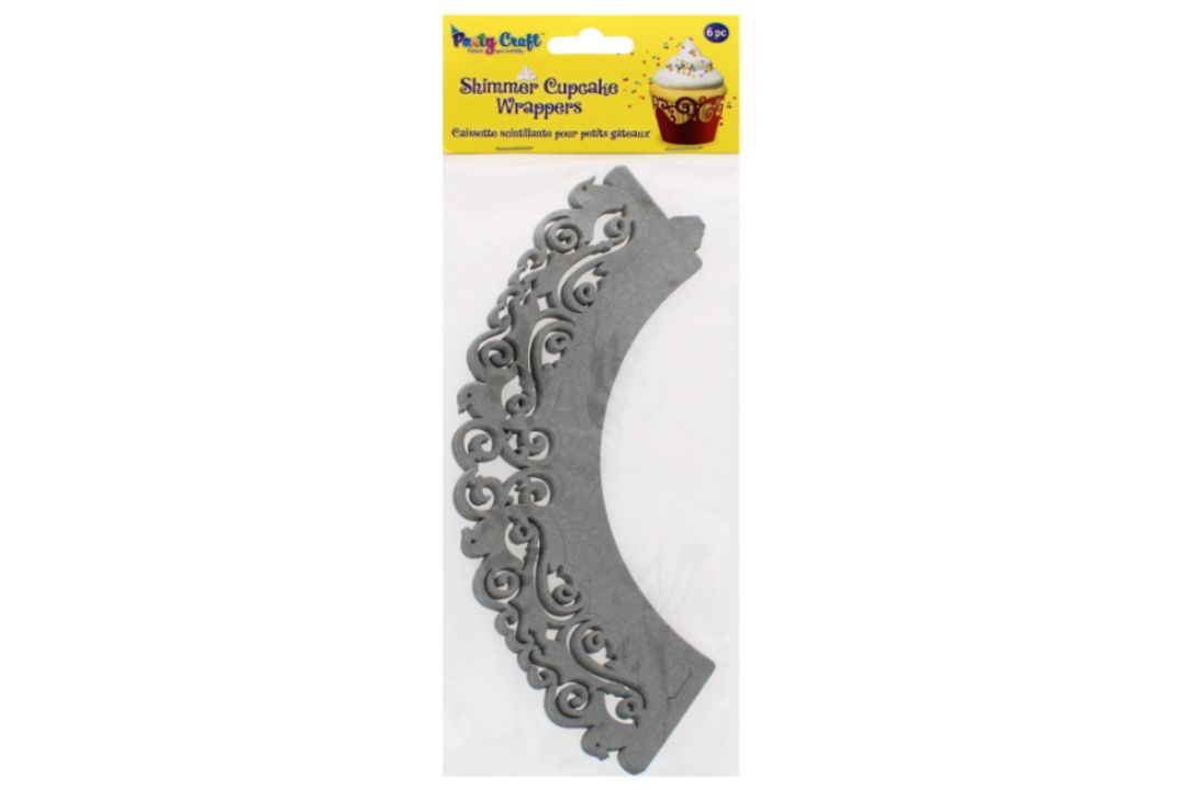 288 X PARTY CRAFT SHIMMER CUPCAKE DOVE-SILVER