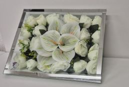 LARGE WINDOW OF GLASS SILK FLOWERS, BATCH OF 10
