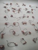 AGATE CRYSTAL CHIP BROWN COTTON ADJUSTABLE BRACELET JOB LOT OF 41- BRAND NEW