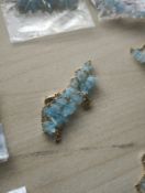 AQUAMARINE+ CARNELIAN CRYSTAL CHIP SS GOLD AND SILVER BRACELET JOBLOT OF 30 - BRAND NEW