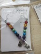 CHAKRA CRYSTAL BEADED OWL HANGING EARRING SETS JOBLOT OF 15 - BRAND NEW