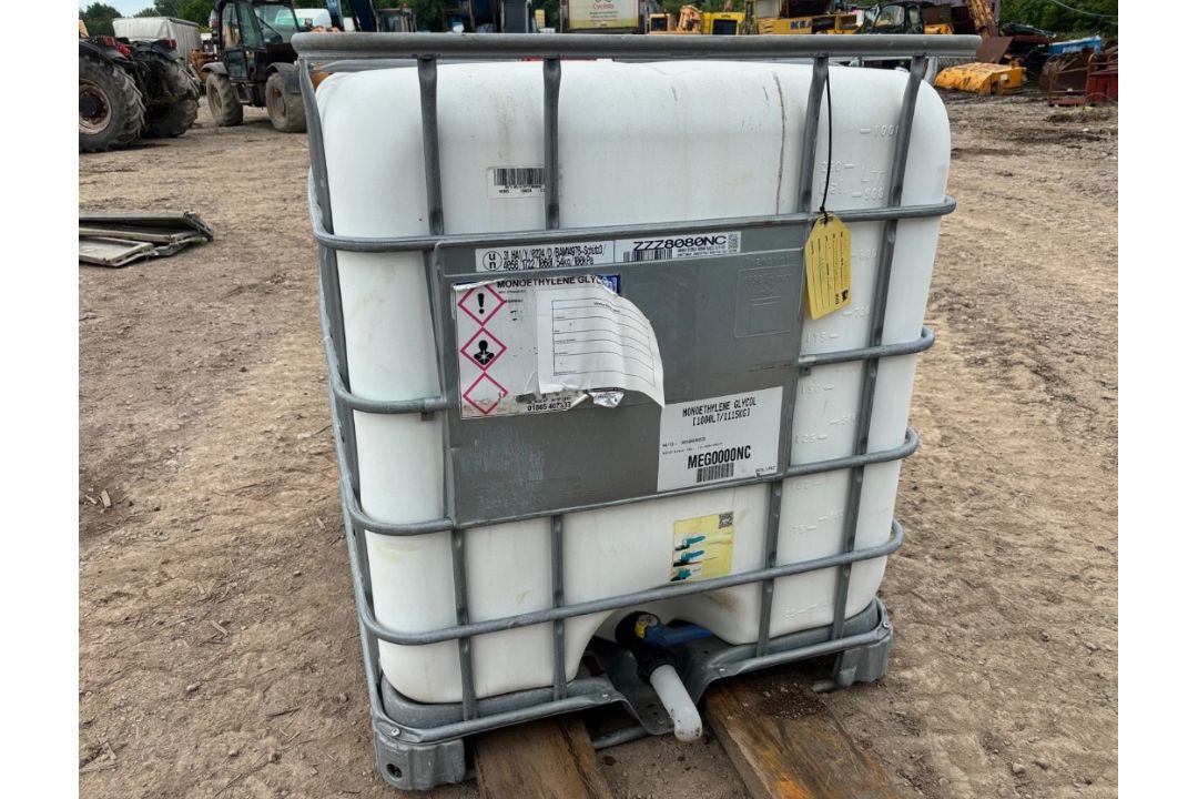1000 LITRE MEG IBC TANKS MONOETHYLENE GLYCOL IBC CONTAINERS - Image 1 of 3