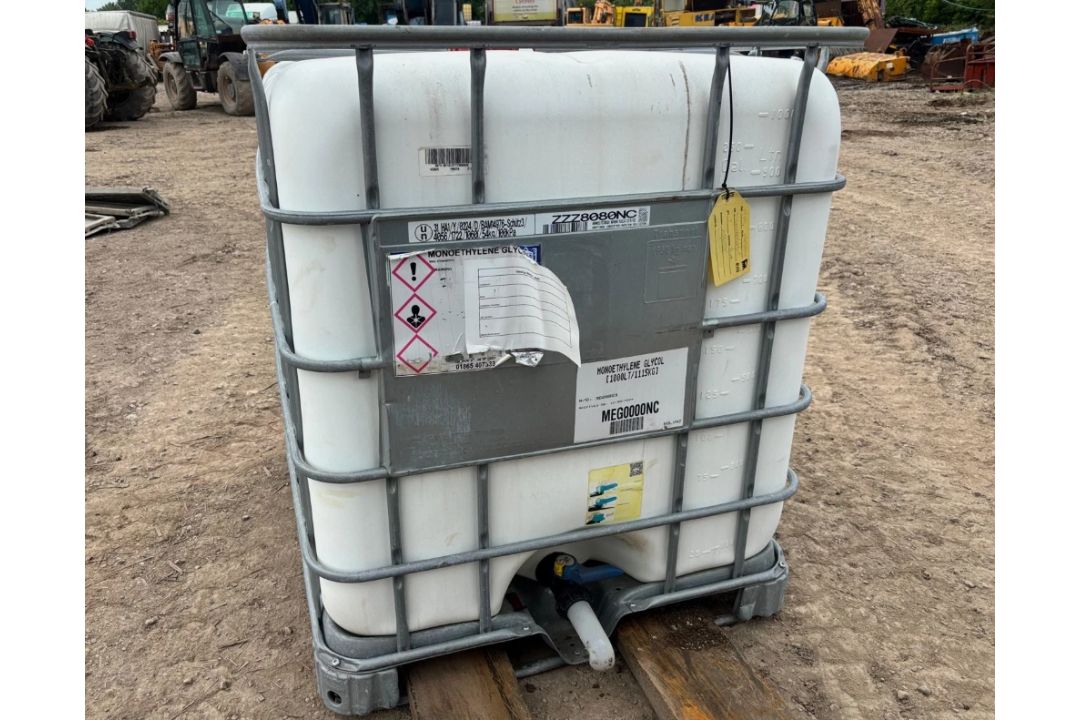 1000 LITRE MEG IBC TANKS – MONOETHYLENE GLYCOL BULK STORAGE CONTAINERS - Image 1 of 5