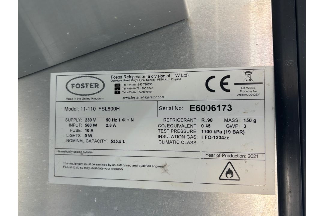FOSTER DOUBLE DOOR REFRIDGERATOR FSL800H CATERING EQUIPMENT - Image 4 of 5