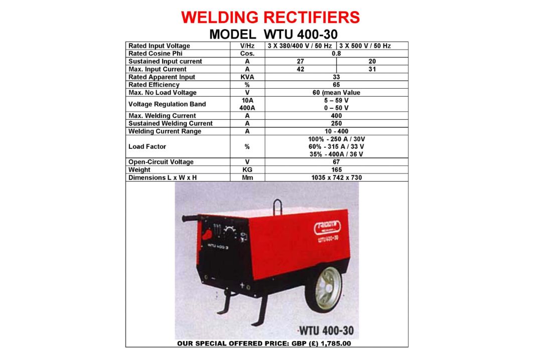 400AMPS ARC WELDING RECTIFIER - Image 1 of 2