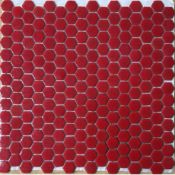 23 BXS HEXAGONAL RED GLOSS MOSAIC TILE SHEETS