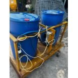 TWIN BARREL DRUM STAND WITH ELECTRIC PUMP & HOSE DISPENSER