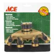 381X GARDEN 4 WAY SPLITTER BRASS WATER HOSE MANIFOLD