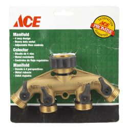 381X GARDEN 4 WAY SPLITTER BRASS WATER HOSE MANIFOLD