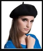 40 X BLACK WOOL BERET HAT SIZE 59