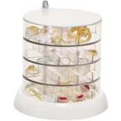 ROTATING JEWELLERY ORGANIZER – 4-TIER CLEAR STORAGE BOX, RINGS, EARRINGS, GIFTS