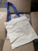 200X 6OZ 100% COTTON SHOPPER TOTE BAGS WITH BLUE HANDLES