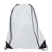 400X WHITE 210D POLYESTER DRAWSTRING BAGS