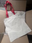 200X 6OZ 100% COTTON SHOPPER TOTE BAGS WITH RED HANDLES