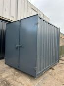 10FT X 8FT ANTHRACITE GREY (RAL 7016) FLAT PANEL CONTAINER WITH INDUSTRIAL DOORS