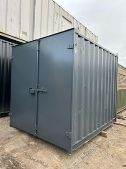 10FT X 8FT ANTHRACITE GREY (RAL 7016) FLAT PANEL CONTAINER WITH INDUSTRIAL DOORS