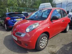 **(ONLY 74K MILEAGE)** 2010 NISSAN MICRA VISIA 1.2 PETROL MANUAL RED >>--NO VAT ON HAMMER--<<
