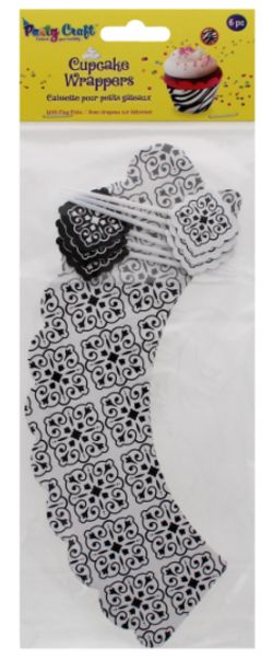 288 X PARTY CRAFT CUPCAKE WRAPPERS DAMASK BLACK