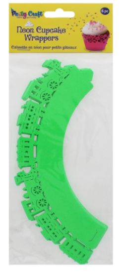 288 X PARTY CRAFT NEON CUPCAKE CHOO-CHOO GREEN