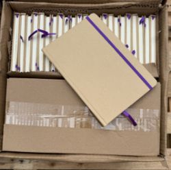 FULL PALLET APPROX 2,200 A5 NOTEBOOKS WITH PURPLE CLOSURE