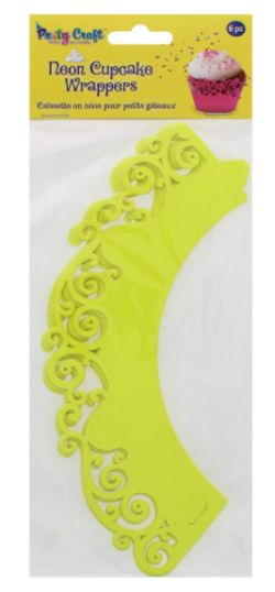 288 X PARTY CRAFT NEON CUPCAKE SWIRL YELLOW