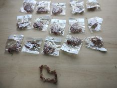 GOLD RUT + STRAWBERRY QUARTZ CRYSTAL CHIP BRACELET JOB LOT OF 16 - BRAND NEW