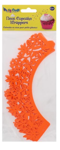 288 X PARTY CRAFT NEON CUPCAKE DAISY ORANGE
