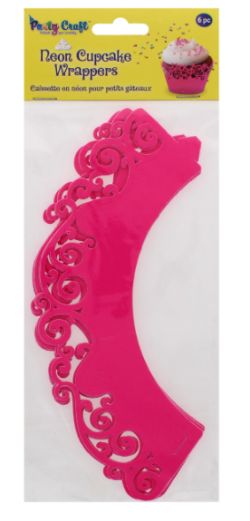 288 X PARTY CRAFT NEON CUPCAKE SWIRL-PINK