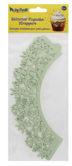 288 X PARTY CRAFT SHIMMER CUPCAKE DAISY VINE MINT