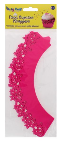 288 X PARTY CRAFT NEON CUPCAKE CELEBRATE PINK