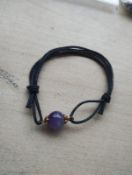 AMETHYST -BALL COTTON ADJUSTABLE BRACELETS - NEW IN ORIGINAL PACKAGING - JOBLOT OF 18