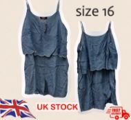 NEW SIMPLY BE LADIES WOMENS TENCEL DENIM MID-BLUE PLAYSUIT, SHORT SIZE 16 SET OF 2 PCS