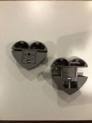 200 X ADJUSTABLE SHELF CLAMPS - HEART CLIPS IN RUSTIC GREY (ADJUSTABLE TO FIT 6-22MM THICK SHELF)